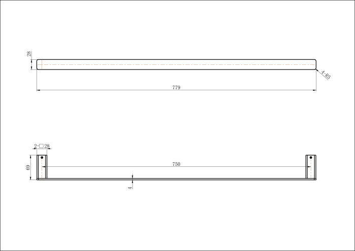 Nova Single Towel Rail 750