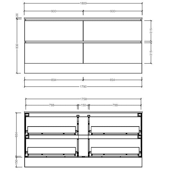 Nevada Floor Standing Vanity Unit 1800