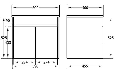 Polar Wall Hung Vanity Unit 600