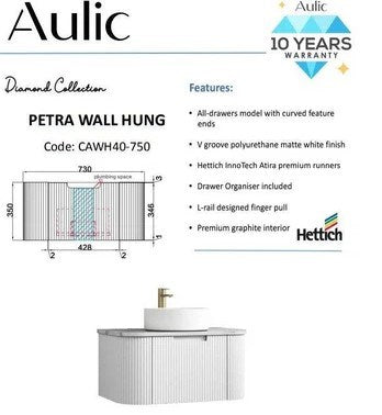 Petra Wall Hung Vanity Unit 750