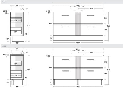 Phoenix Floor Standing Vanity Unit 1500