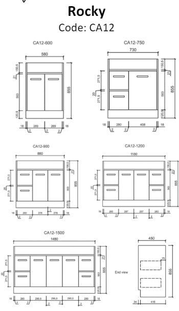 Rocky Floor Standing Vanity Unit