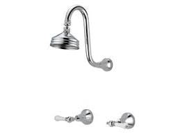 Federation Gooseneck Shower Set with Porcelain Lever Handles