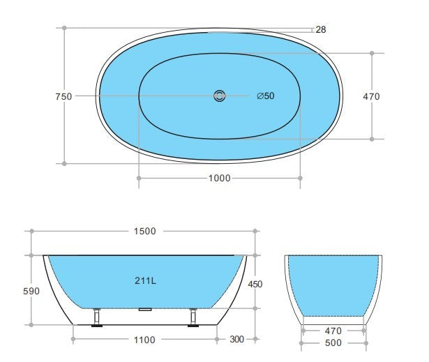 Swoval Free Standing Bathtub