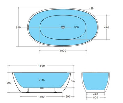 Swoval Free Standing Bathtub