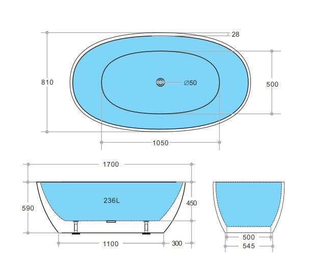 Swoval Free Standing Bathtub