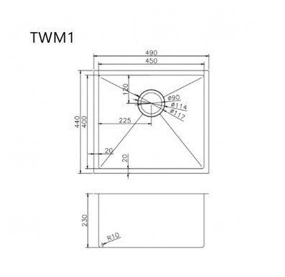 NR Square SS1 Kitchen Sink 50