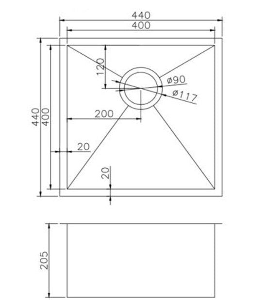 NR Square SS1 Kitchen Sink 45