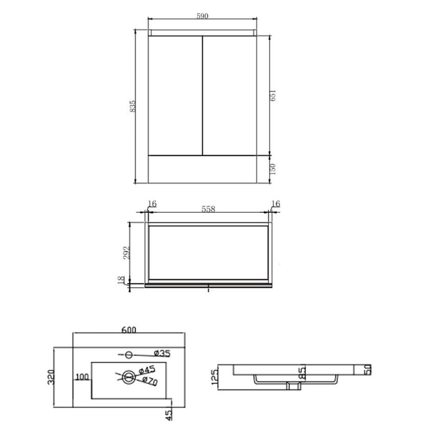 Tirami Floor Standing Vanity Unit 600