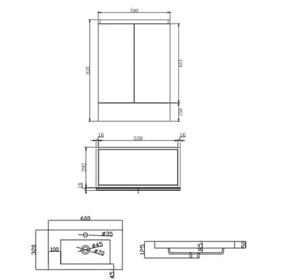 Tirami Floor Standing Vanity Unit 600