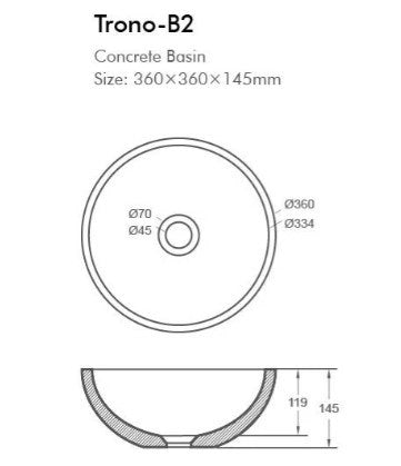 Trono Round Concrete Basin 360