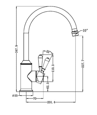 York Goosneck Kitchen Mixer With Metal Lever