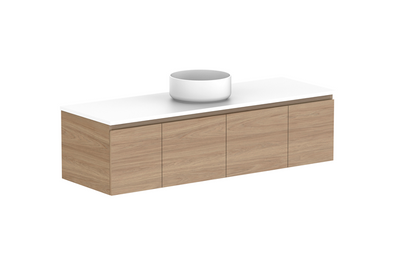 Glacier Slim Full Depth Door and Drawer  Wall Hung Vanity Unit 1500