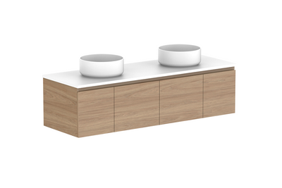 Glacier Slim Full Depth Door and Drawer  Wall Hung Vanity Unit 1500