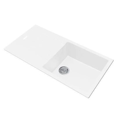 Arete Stone Single Bowl Kitchen Sink with Drainboard