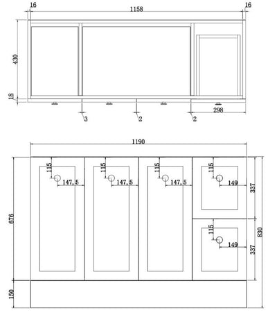 Viesti Floor Standing Vanity Unit 1200