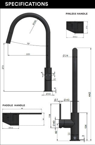 Round Paddle Piccola Pull Out Kitchen Mixer