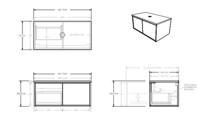 Clifton Ensuite Wall Hung Vanity Unit 900