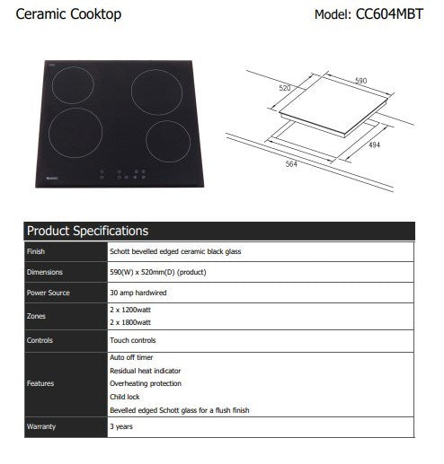 Di Lusso Ceramic Cooktop with Touch Buttons