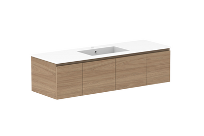 Glacier Slim Full Depth Door and Drawer  Wall Hung Vanity Unit 1500
