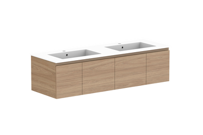 Glacier Slim Full Depth Door and Drawer  Wall Hung Vanity Unit 1500