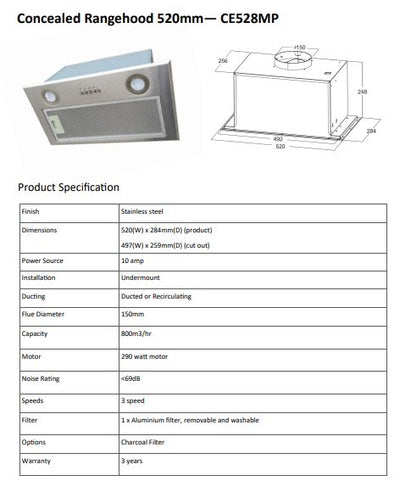 Di Lusso Concealed Rangehood