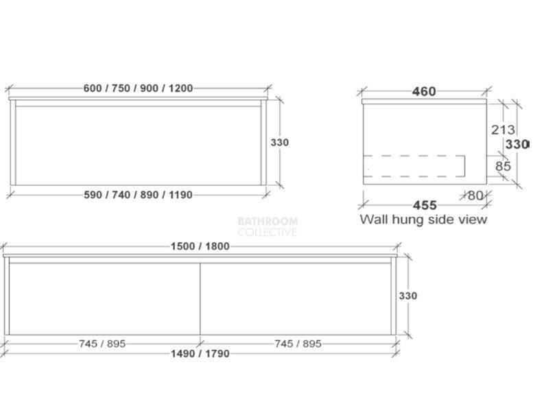 Genesis Wall Hung Vanity Base Only 1200