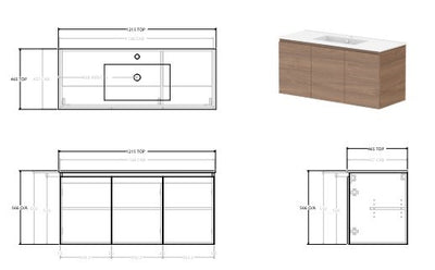 Glacier Twin Pro Wall Hung Vanity Base Only 1200