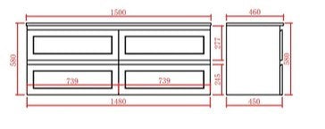 Fremantle Wall Hung PVC Vanity Base Only 1500