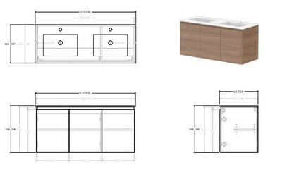 Glacier Twin Pro Wall Hung Vanity Base Only 1200