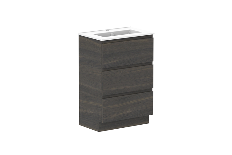 Glacier Lite Ensuite All Drawer Trio Floor Standing Vanity Unit  600