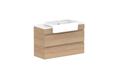 Glacier Twin Lite Semi-Recessed All Drawer Wall Hung Vanity Unit 900