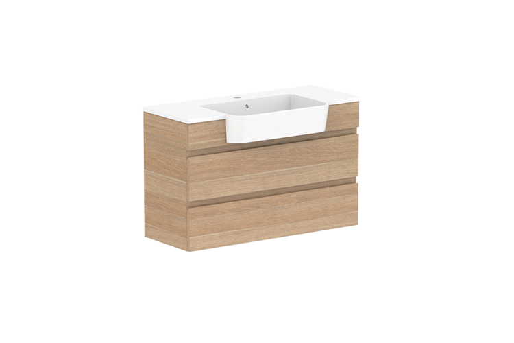 Glacier Twin Lite Semi-Recessed All Drawer Wall Hung Vanity Unit 900