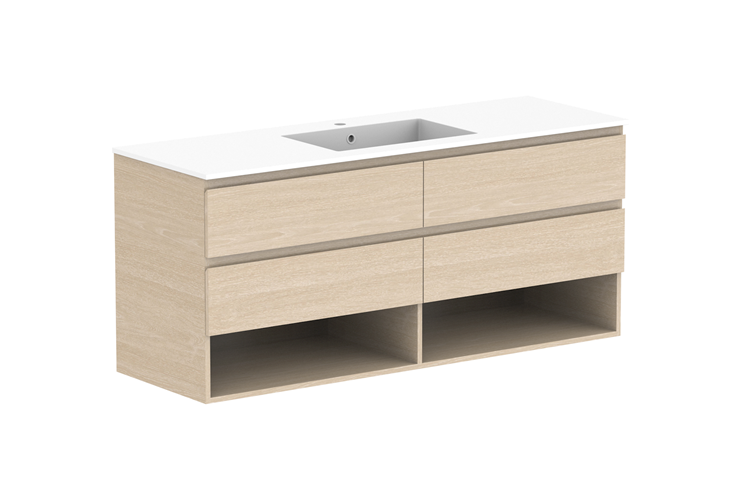 Glacier Twin Full Depth Shelf Vanity Unit 1500