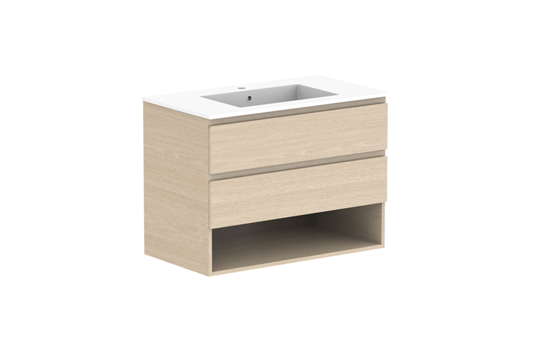 Glacier Twin Full Depth Shelf Vanity Unit 900