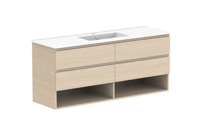 Glacier Twin Full Depth Shelf Vanity Unit 1500