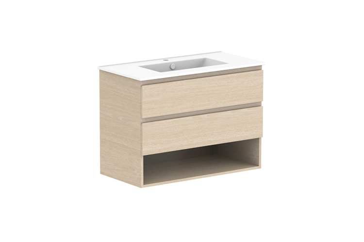 Glacier Twin Full Depth Shelf Vanity Unit 900