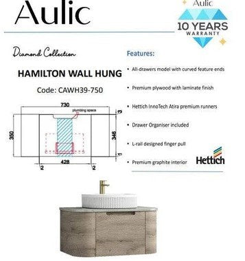 Hamilton Wall Hung Vanity Unit 750