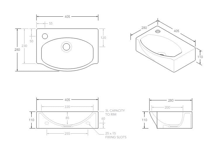 Humphrey Semi-Recessed Wall Basin 405