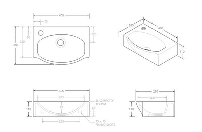 Humphrey Semi-Recessed Wall Basin 405