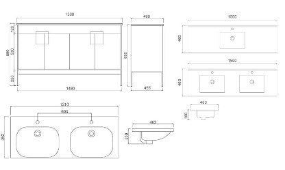 Imperial White Floor Standing Vanity Unit