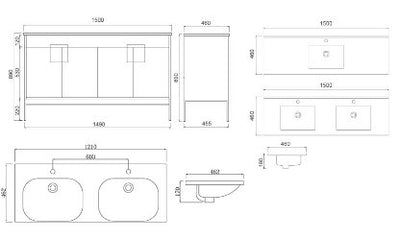 Imperial White Floor Standing Vanity Unit