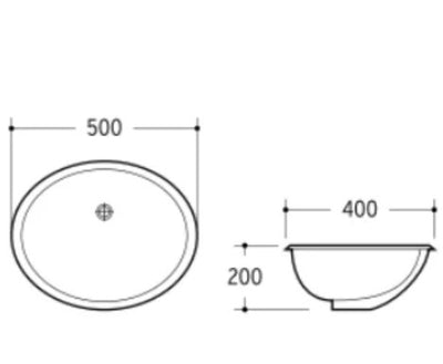 Poseidon Oval Undermount Basin with Overflow 500