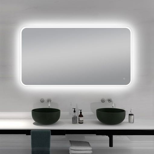 Curved Rim Rectangular Led Mirror