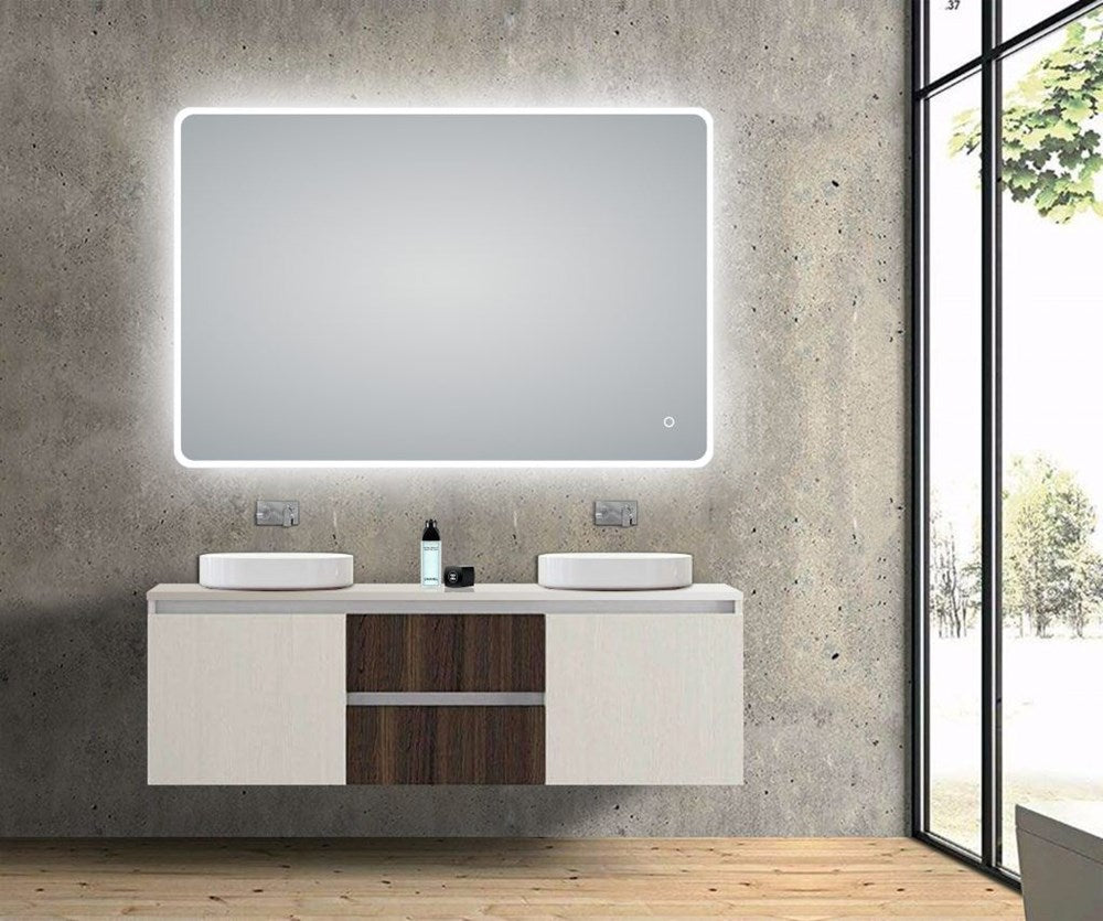 Curved Rim Rectangular Led Mirror