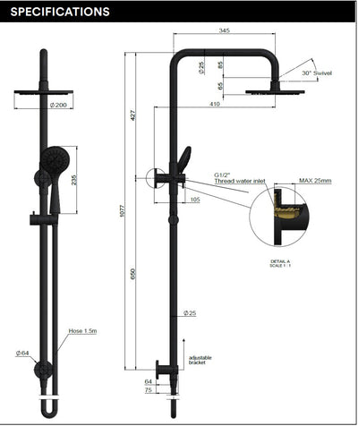 ME Round Combination 3F Hand Shower