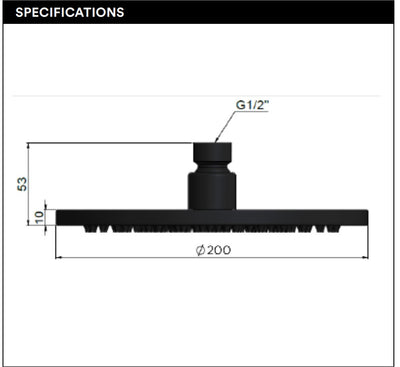 Round Shower Rose 200mm