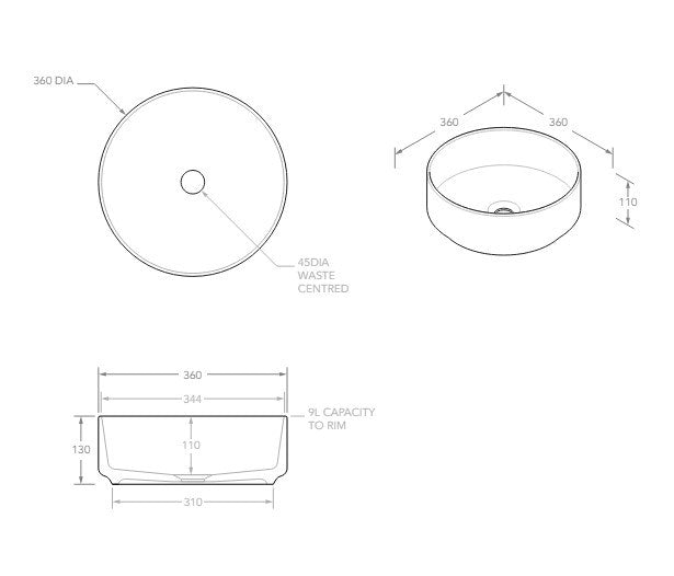 Margot Round Duo Ceramic Basin 360