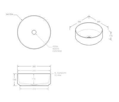 Margot Round Duo Ceramic Basin 360