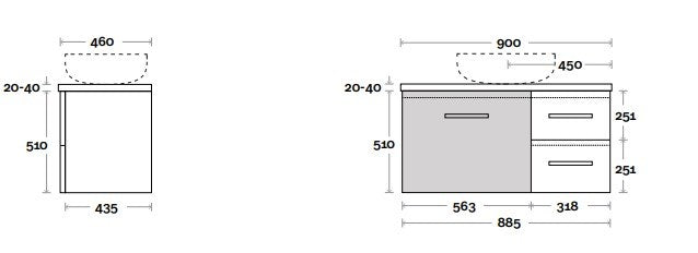 Marq 3 Wall Hung Vanity Unit 900